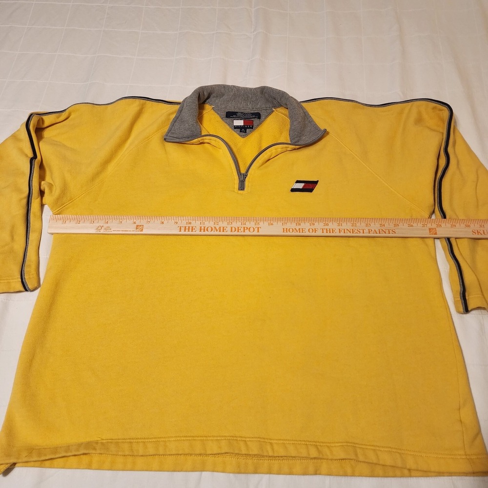 Tommy Hilfiger Athletics Yellow Sweatshirt Pullover Extra Large XL Mens Sport - Picture 6 of 10